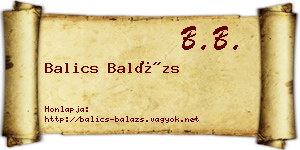 Balics Balázs névjegykártya